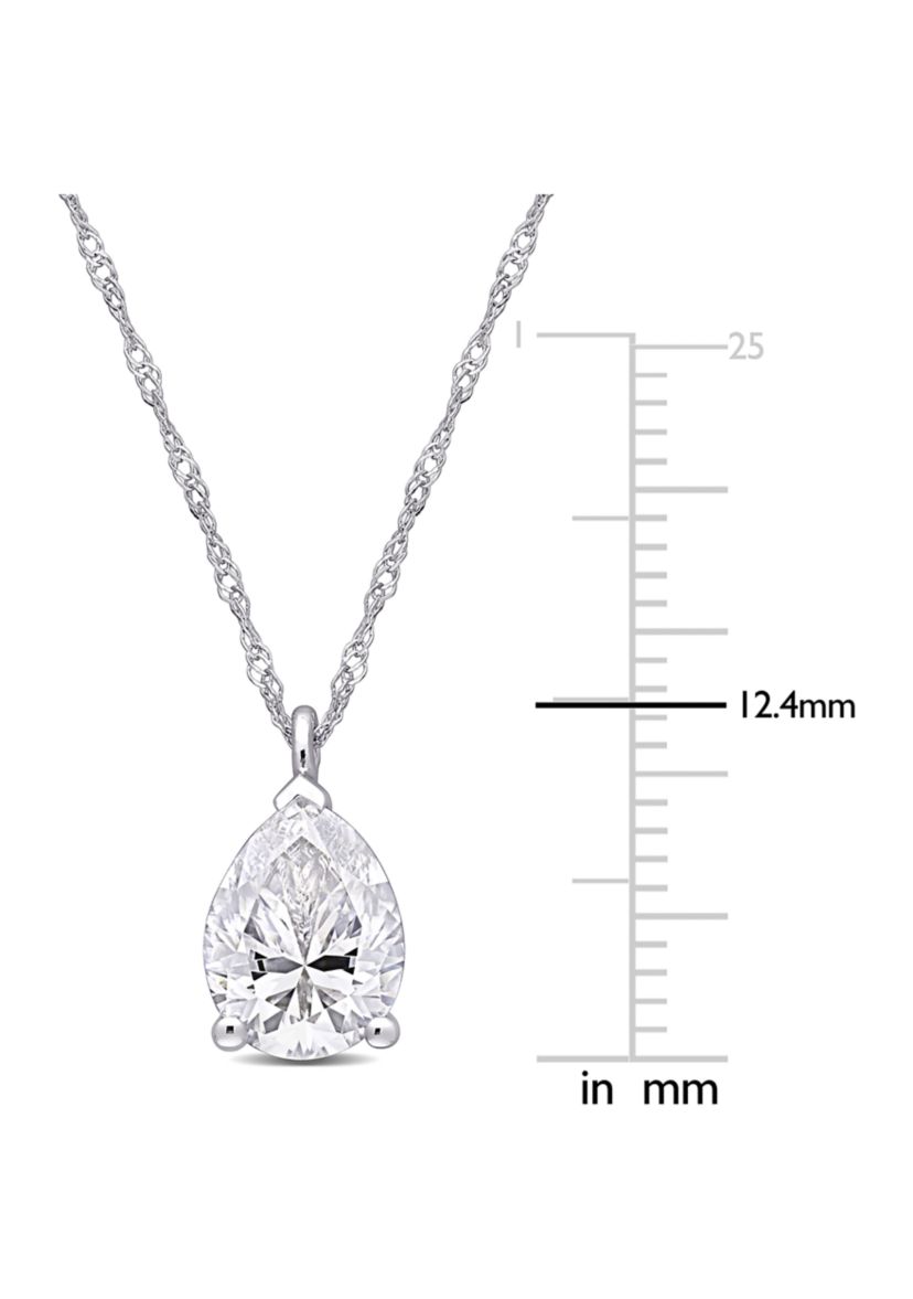 2 ct. t.w. Created Moissanite Pear-Cut Solitaire Pendant with Chain in 14K White Gold