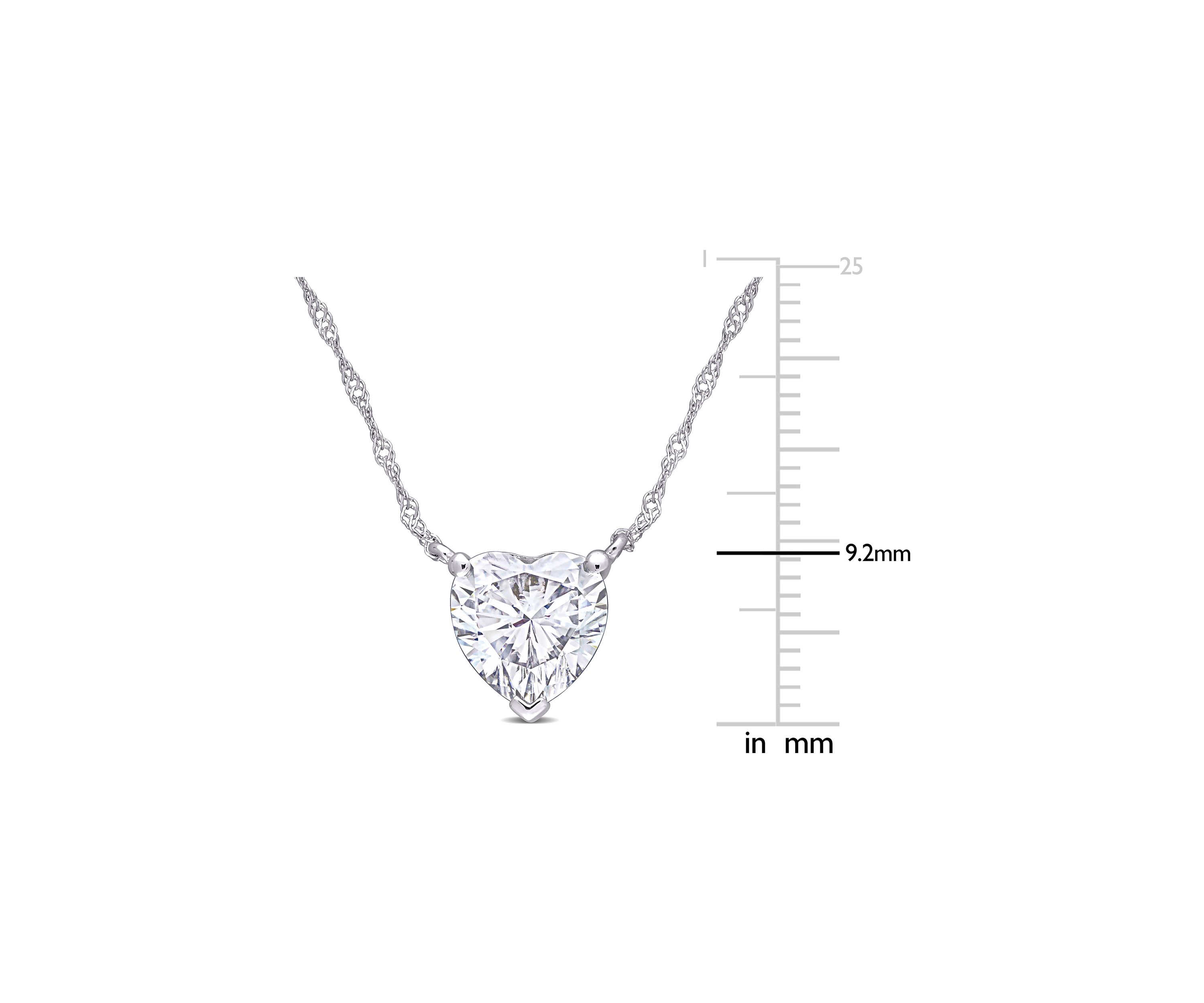 2 ct. t.w. Created Moissanite Heart Solitaire Pendant with Chain in 10K White Gold