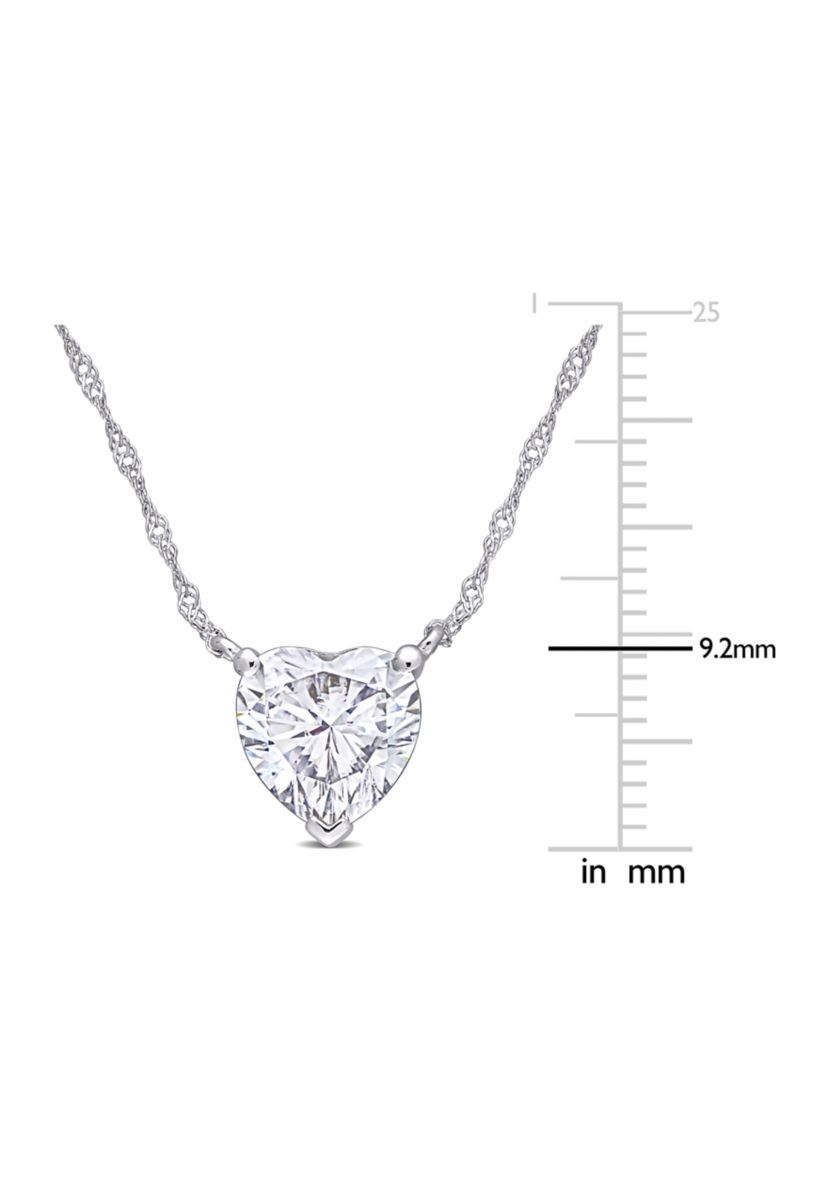 2 ct. t.w. Created Moissanite Heart Solitaire Pendant with Chain in 10K White Gold