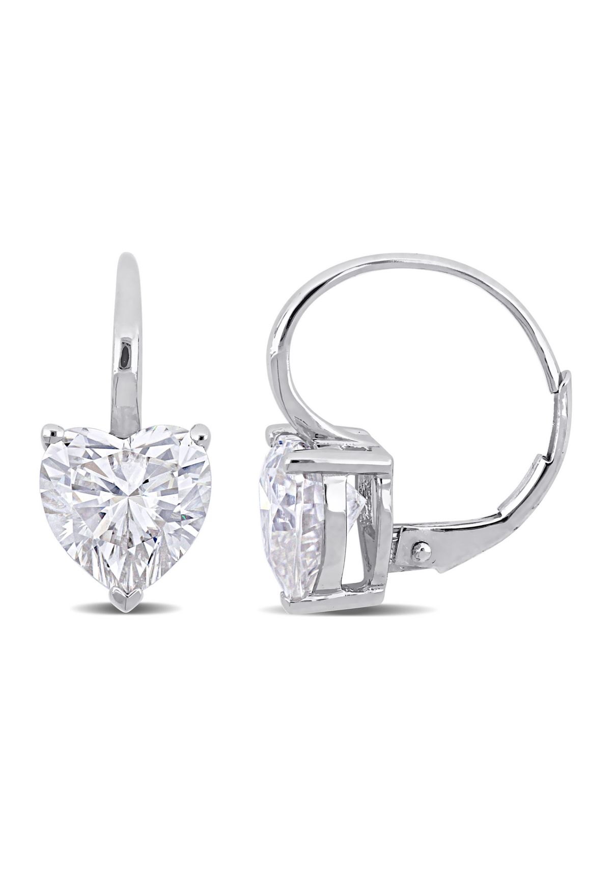4 ct. t.w. Created Moissanite Solitaire Heart Earrings in 14K White Gold