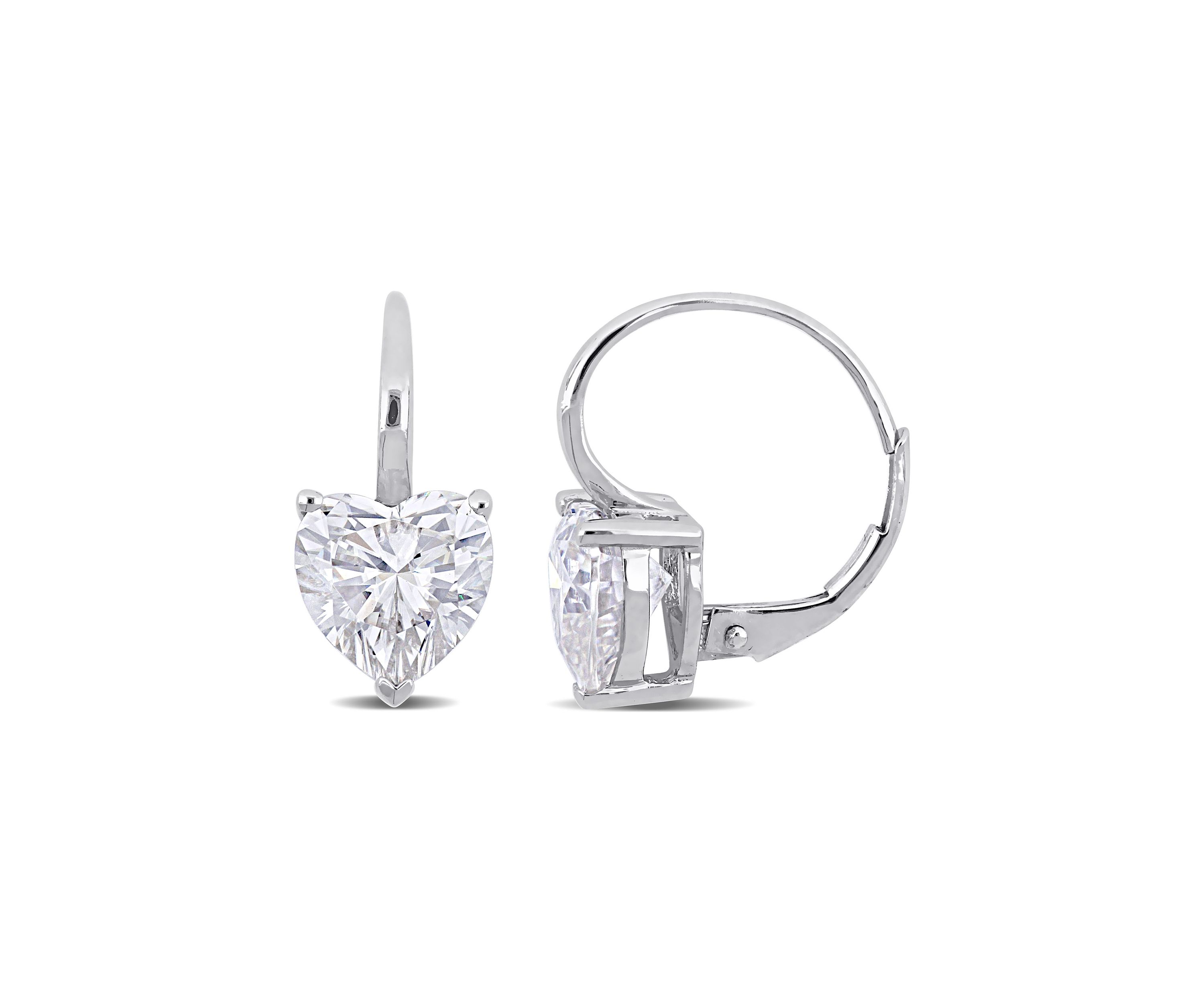 4 ct. t.w. Created Moissanite Solitaire Heart Earrings in 14K White Gold