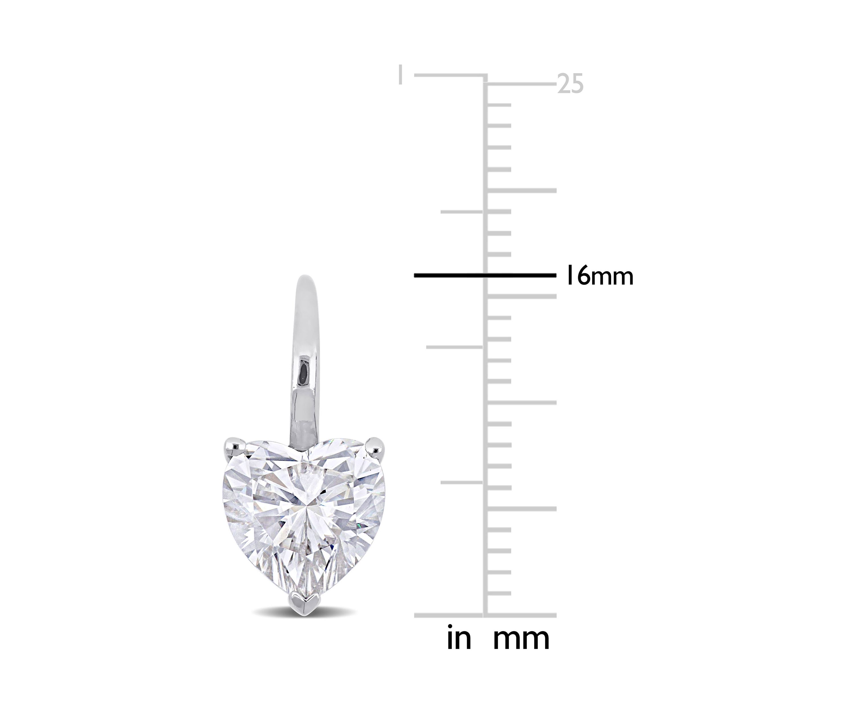 4 ct. t.w. Created Moissanite Solitaire Heart Earrings in 14K White Gold