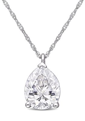 Belk & Co 3.25 ct. t.w. Created Moissanite Pear-Cut Solitaire Pendant with Chain in 14K White Gold
