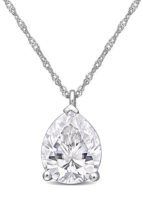 3.25 ct. t.w. Created Moissanite Pear-Cut Solitaire Pendant with Chain in 14K White Gold