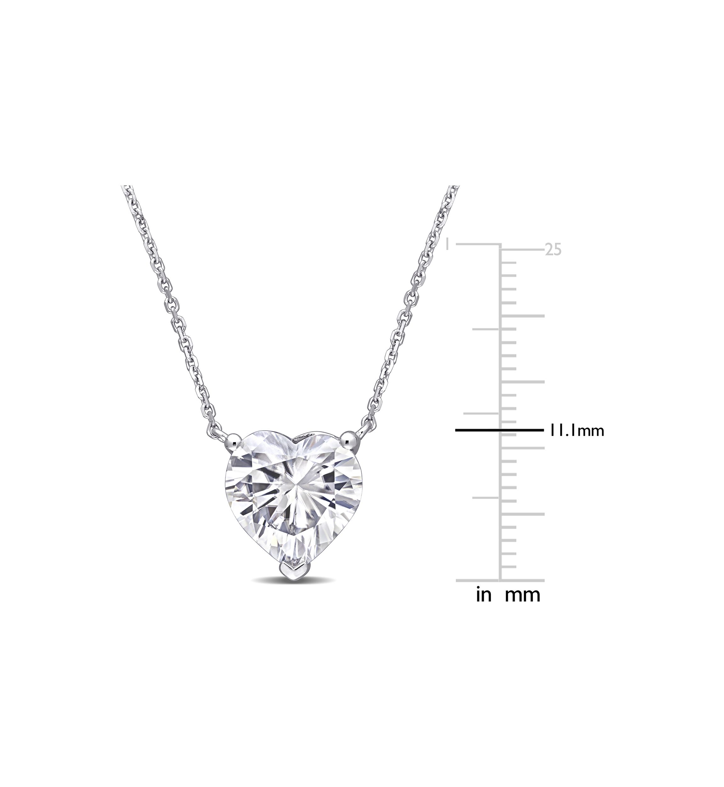 3 ct. t.w. Created Moissanite Heart Solitaire Pendant with Chain in 14K White Gold