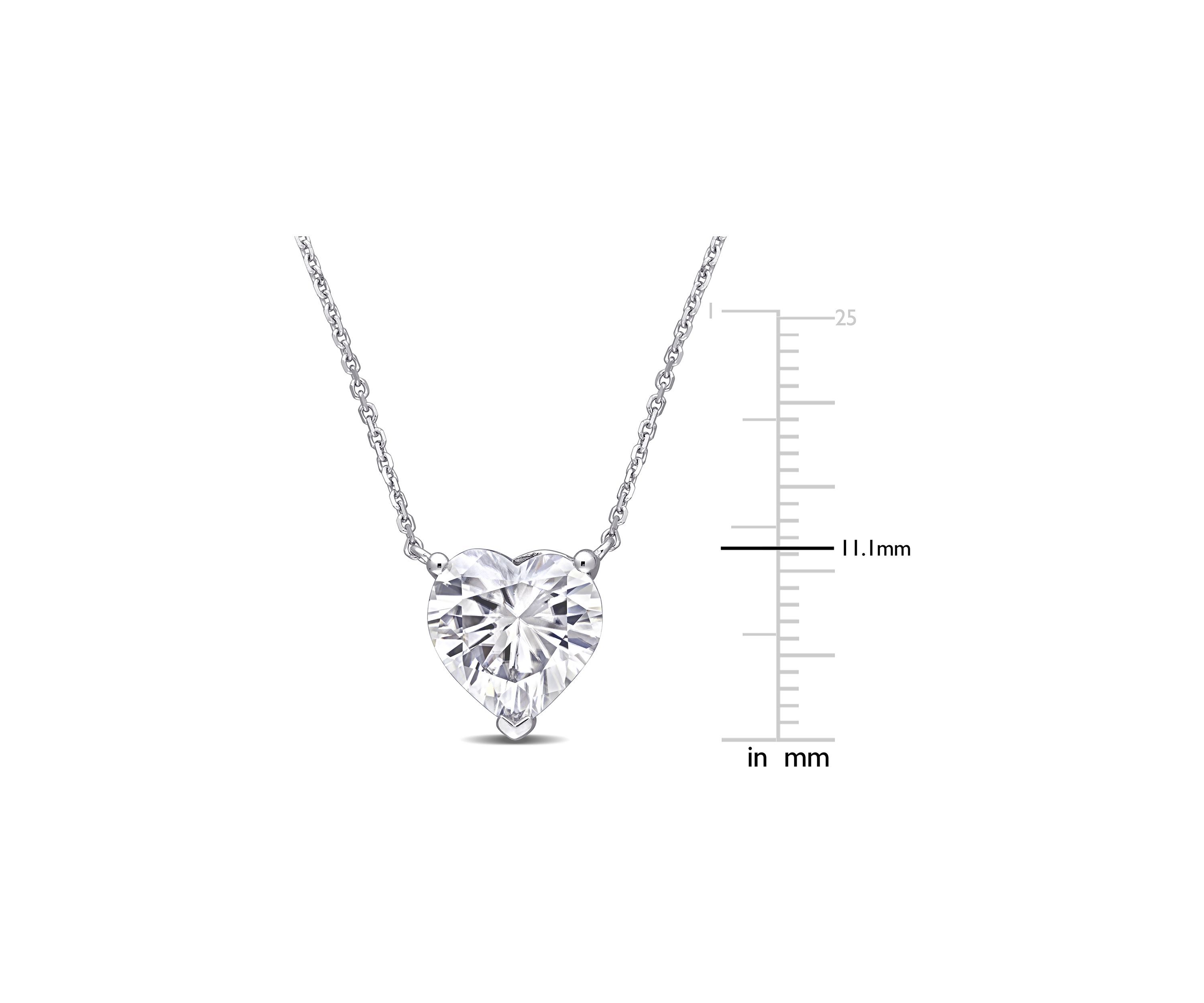 3 ct. t.w. Created Moissanite Heart Solitaire Pendant with Chain in 14K White Gold