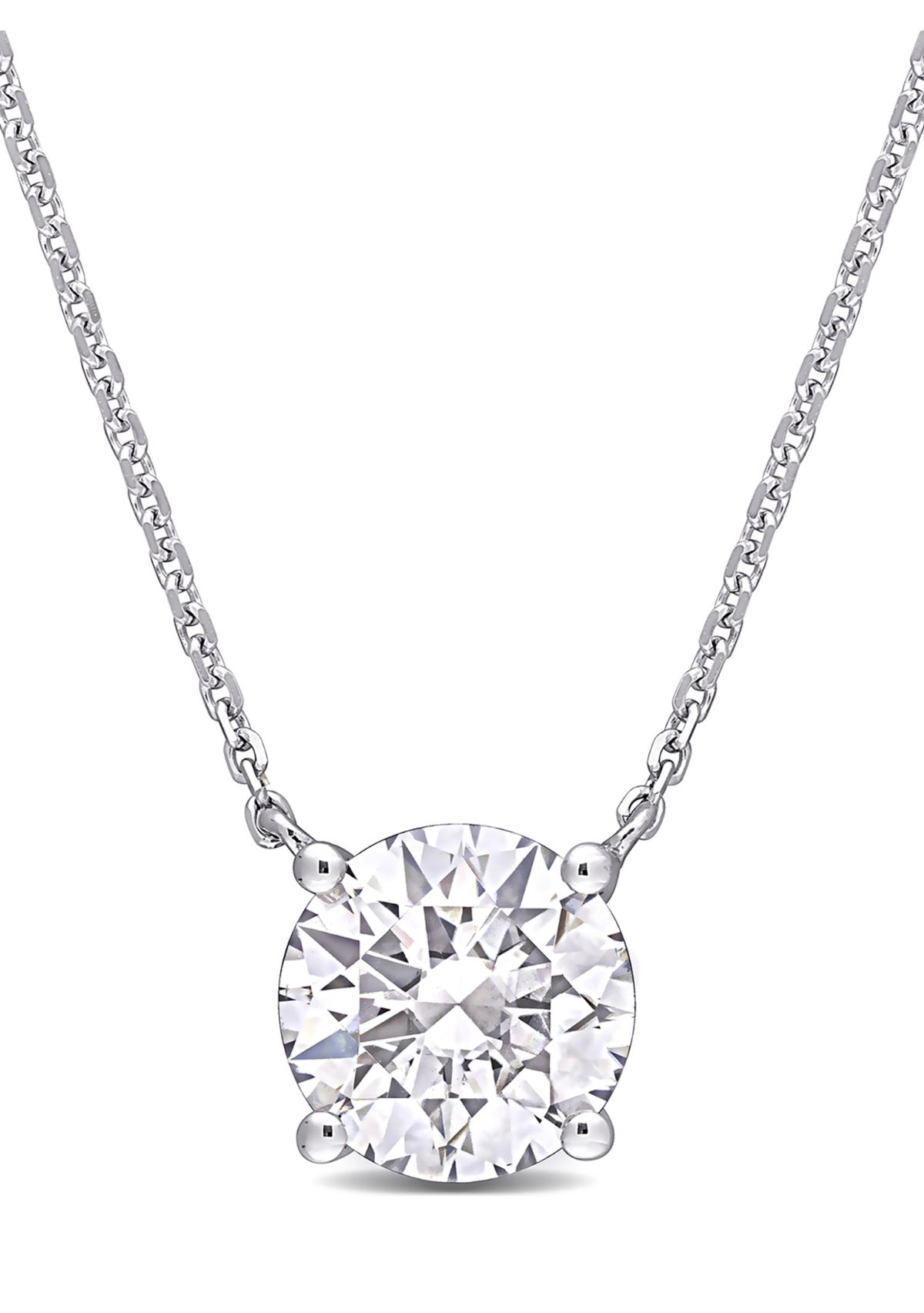 2 ct. t.w. Created Moissanite Solitaire Pendant with Chain in 14K White Gold