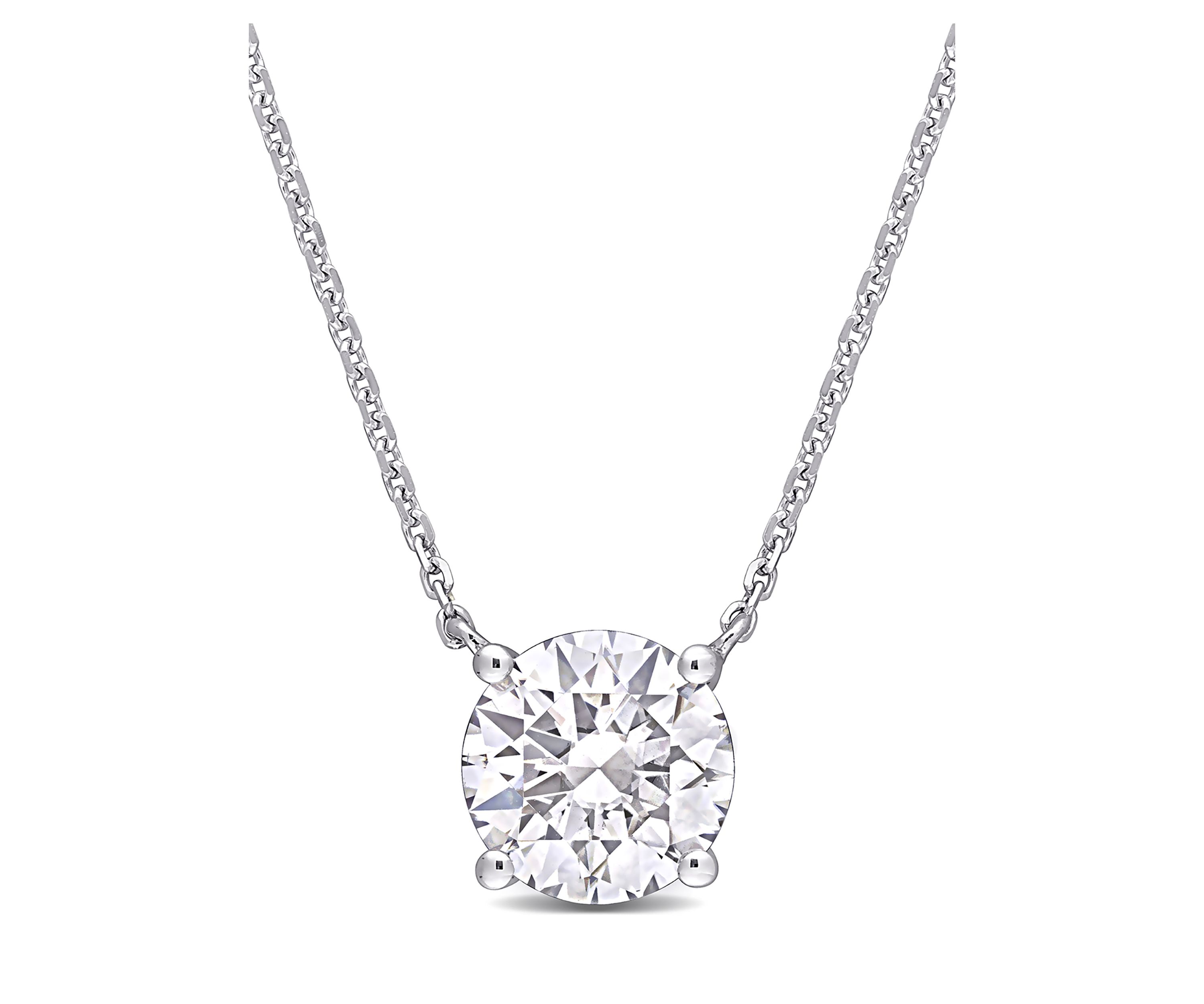 2 ct. t.w. Created Moissanite Solitaire Pendant with Chain in 14K White Gold