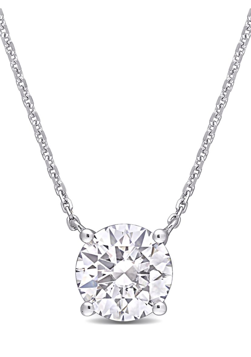 2 ct. t.w. Created Moissanite Solitaire Pendant with Chain in 14K White Gold