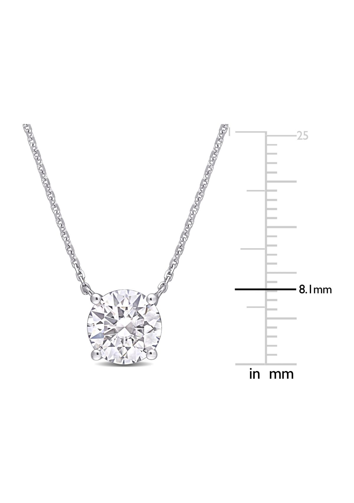 2 ct. t.w. Created Moissanite Solitaire Pendant with Chain in 14K White Gold