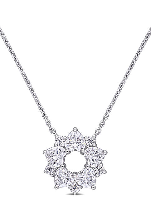 1.65 ct. t.w. Created Moissanite Flower Pendant with Chain in 14K White Gold