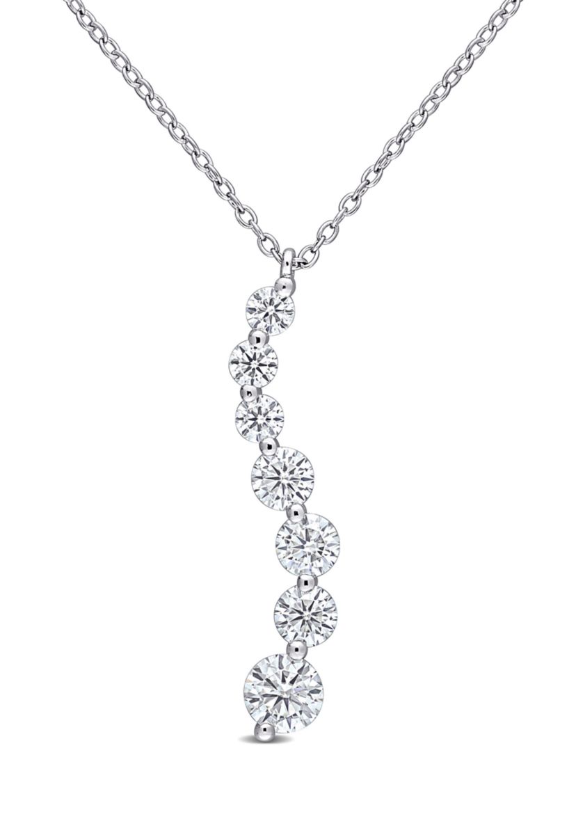 1.5 ct. t.w. Created Moissanite Graduated Pendant with Chain in Sterling Silver