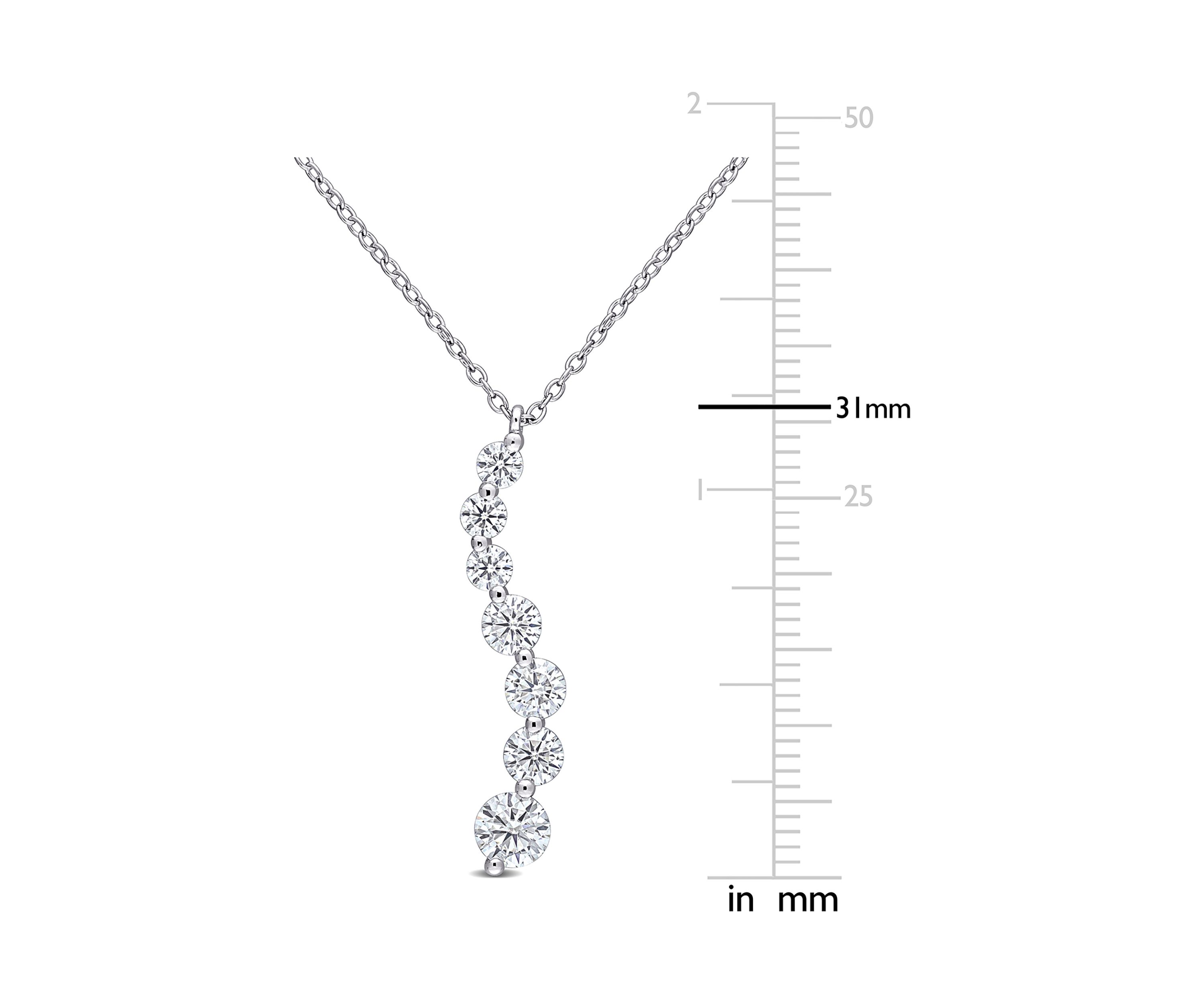 1.5 ct. t.w. Created Moissanite Graduated Pendant with Chain in Sterling Silver