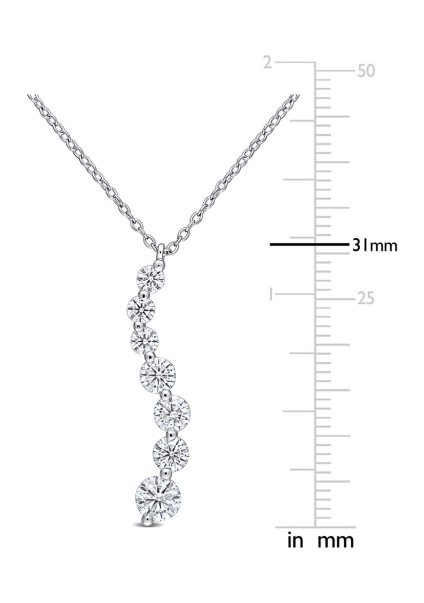 1.5 ct. t.w. Created Moissanite Graduated Pendant with Chain in Sterling Silver