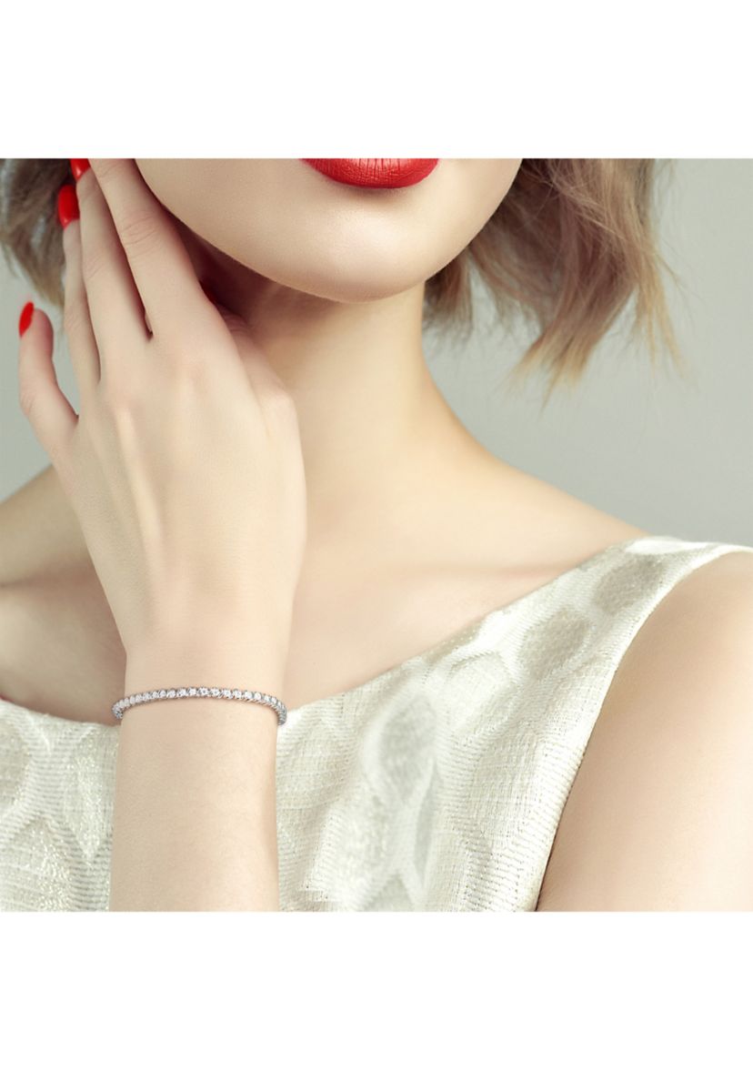 2.7 ct. t.w. Created Moissanite S-Shape Tennis Bracelet in Sterling Silver