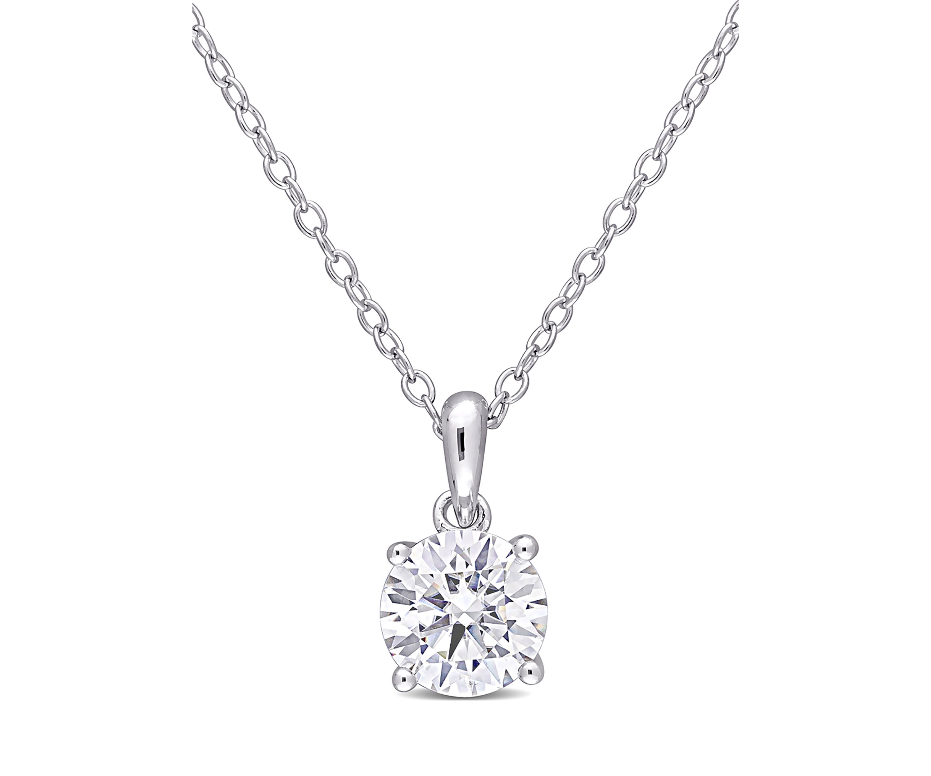 1 ct. t.w. Created Moissanite Solitaire Pendant with Chain in Sterling Silver