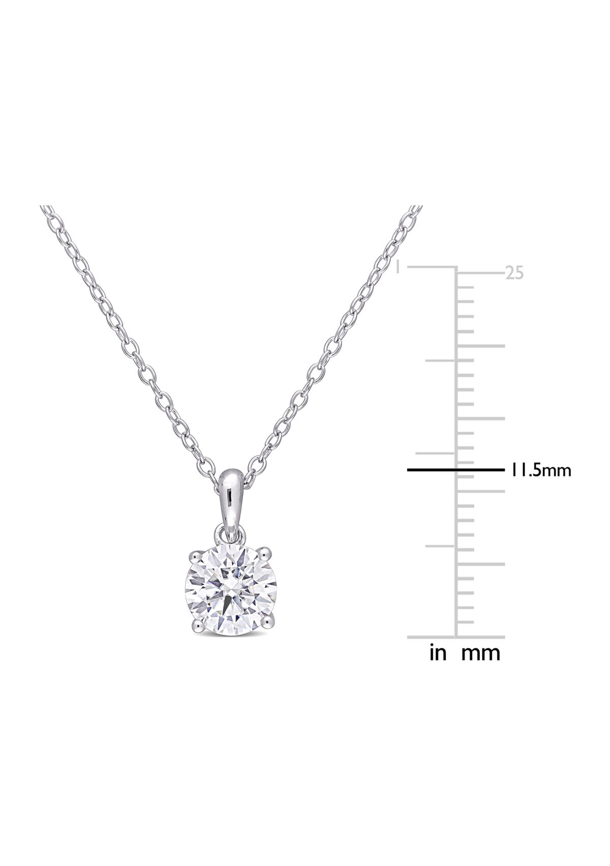 1 ct. t.w. Created Moissanite Solitaire Pendant with Chain in Sterling Silver