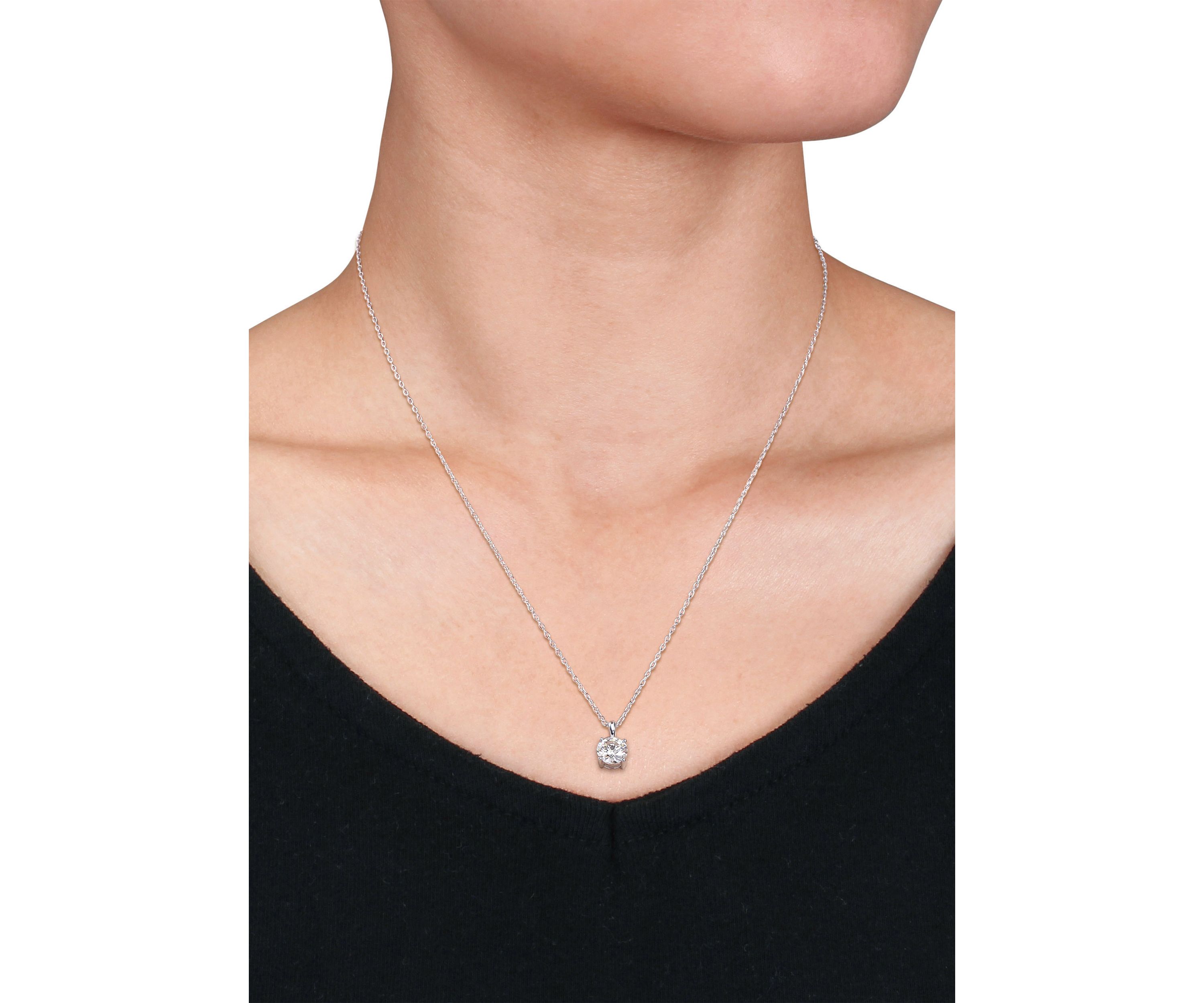 1 ct. t.w. Created Moissanite Solitaire Pendant with Chain in Sterling Silver