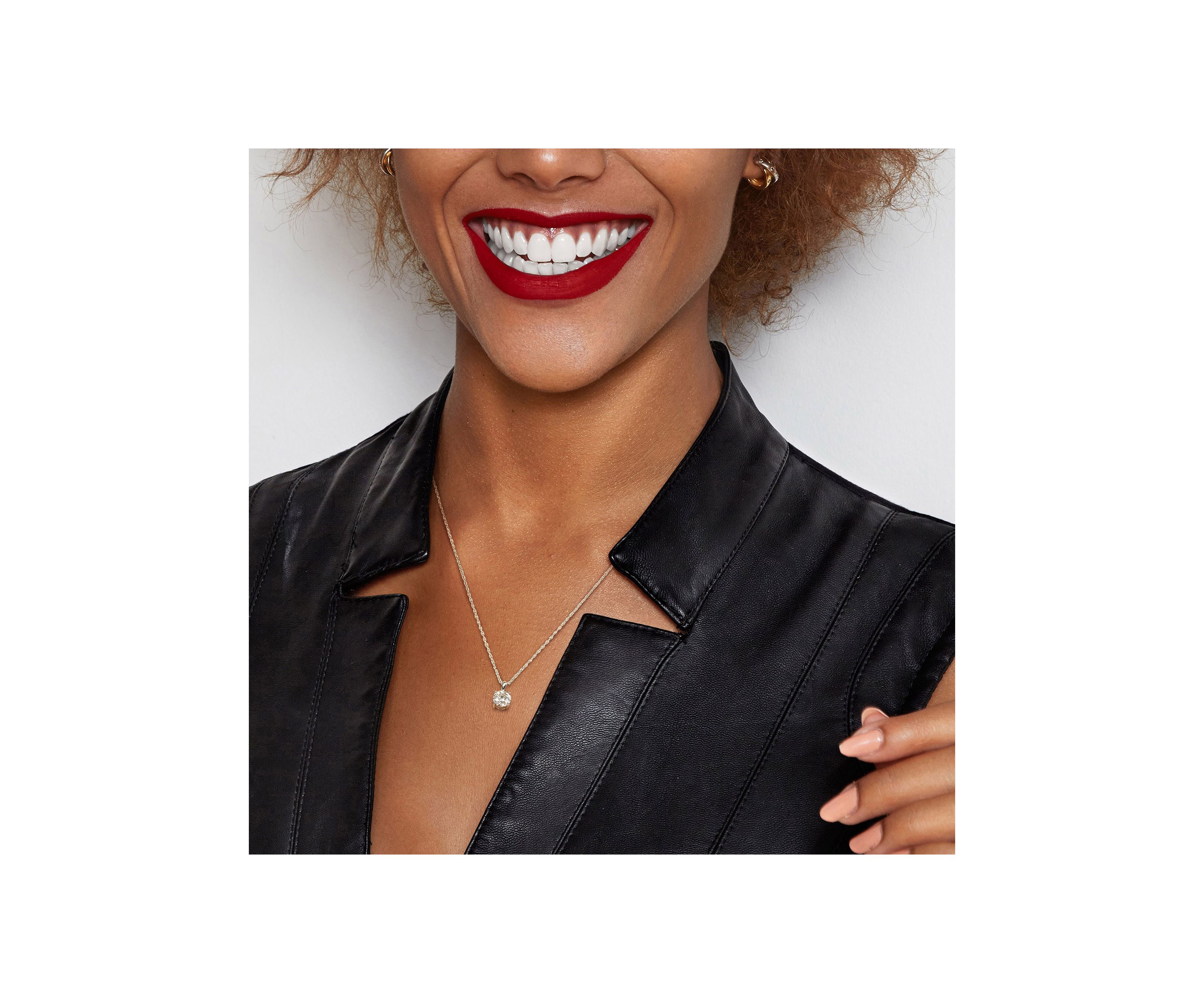 1 ct. t.w. Created Moissanite Solitaire Pendant with Chain in Sterling Silver