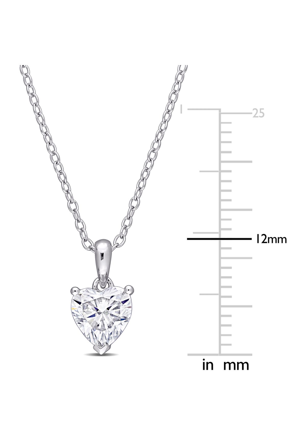 1 ct. t.w. Created Moissanite Heart Solitaire Pendant with Chain in Sterling Silver
