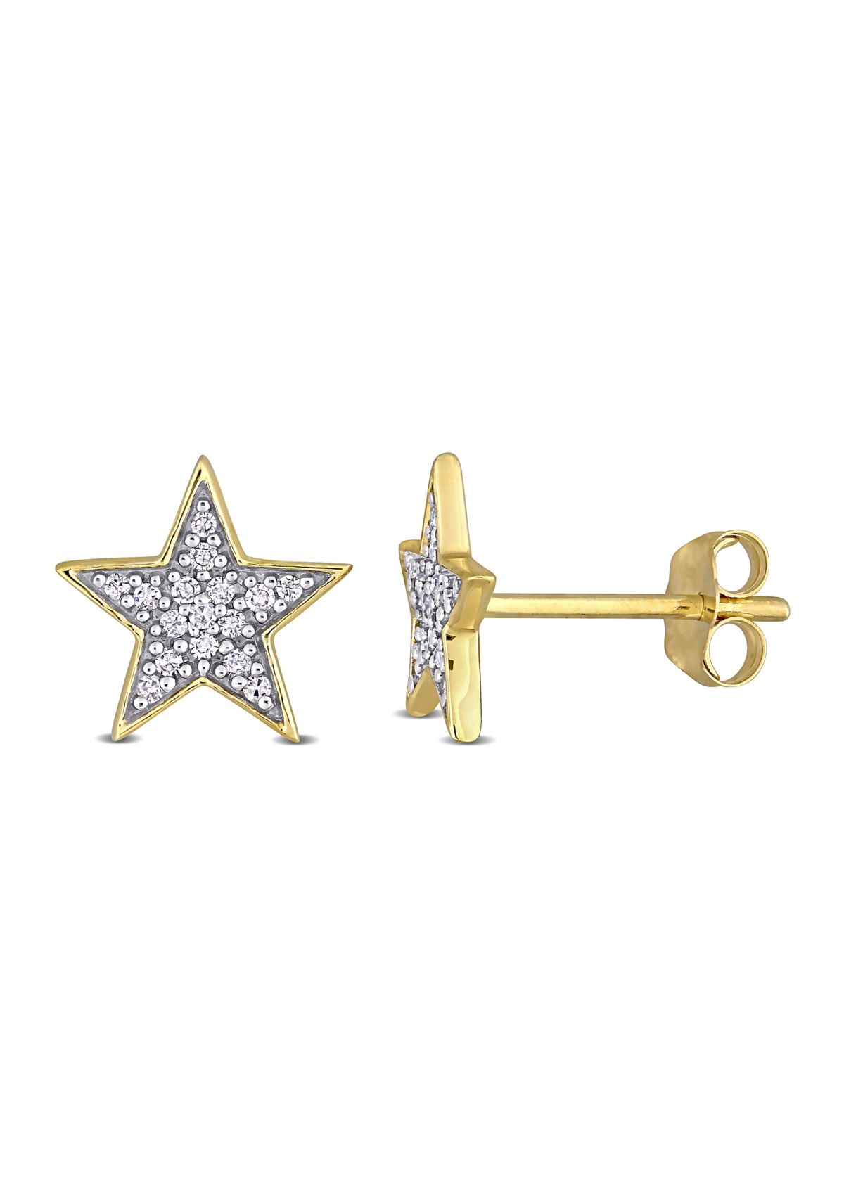 1/10 CT TW Diamond Star Stud Earrings in 10k Yellow Gold