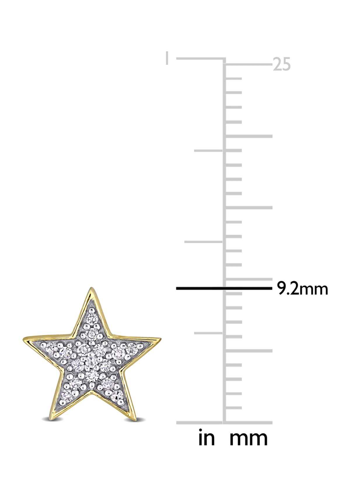 1/10 CT TW Diamond Star Stud Earrings in 10k Yellow Gold