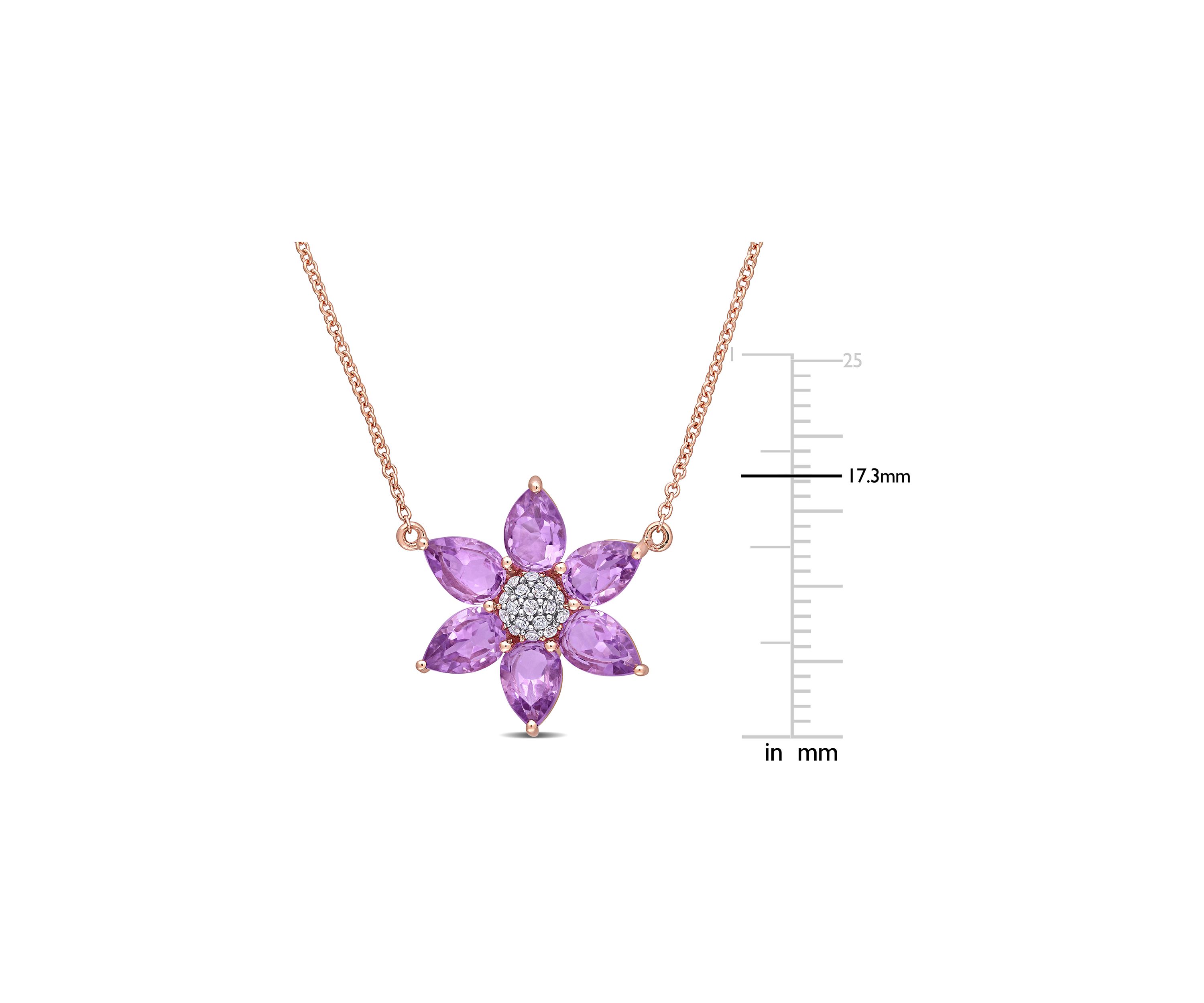 2.1 ct. t.w. Amethyst and 1/10 ct. t.w. Diamond Floral Necklace in 10K Rose Gold