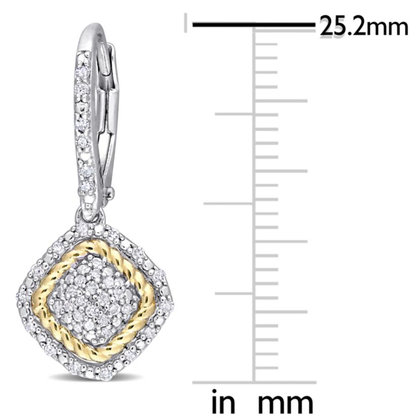 1/3 CT TW Diamond Rope Design Leverback Earrings in Yellow Plated Sterling Silver