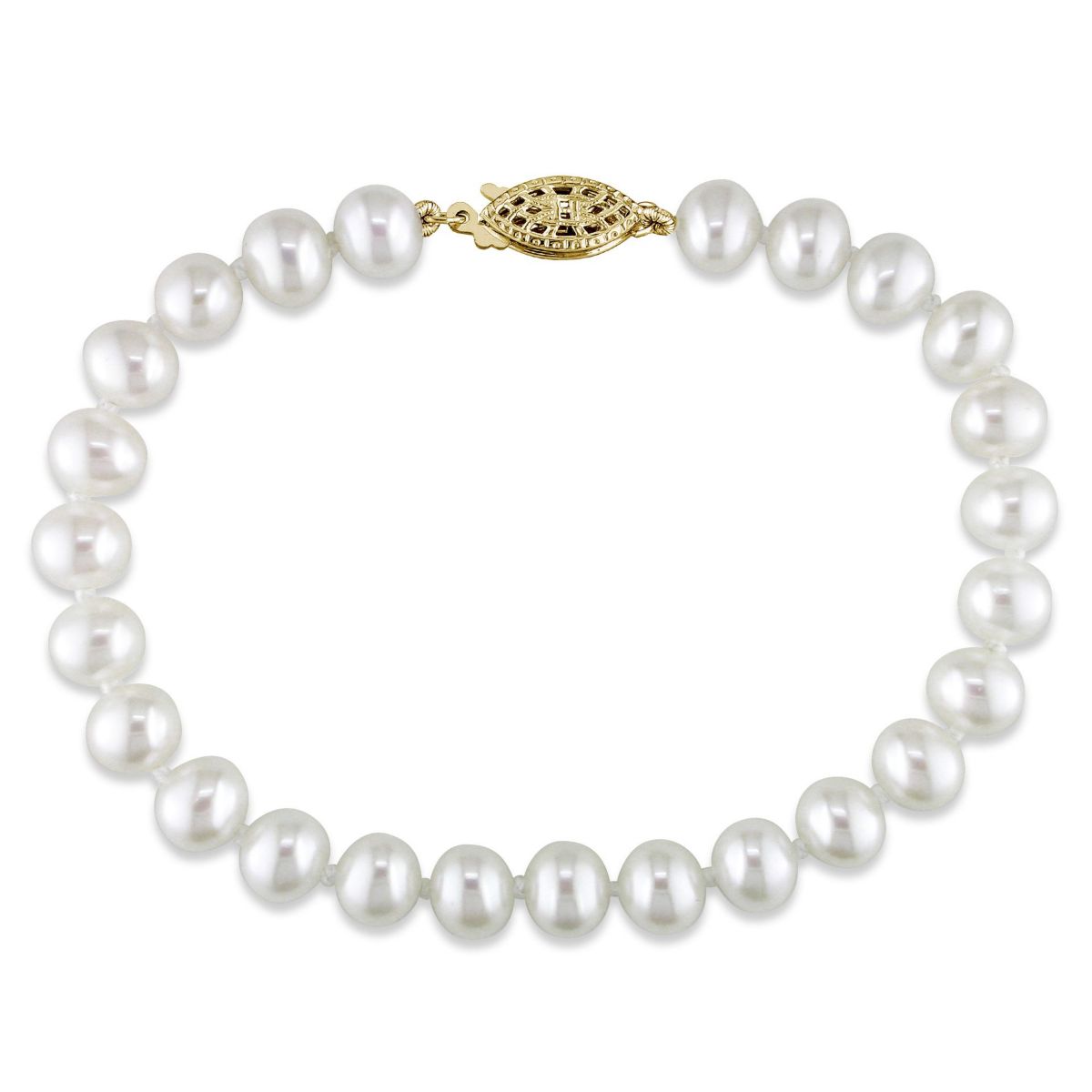 6-7MM Freshwater Cultured Pearl Bracelet with 14K Yellow Gold Clasp
