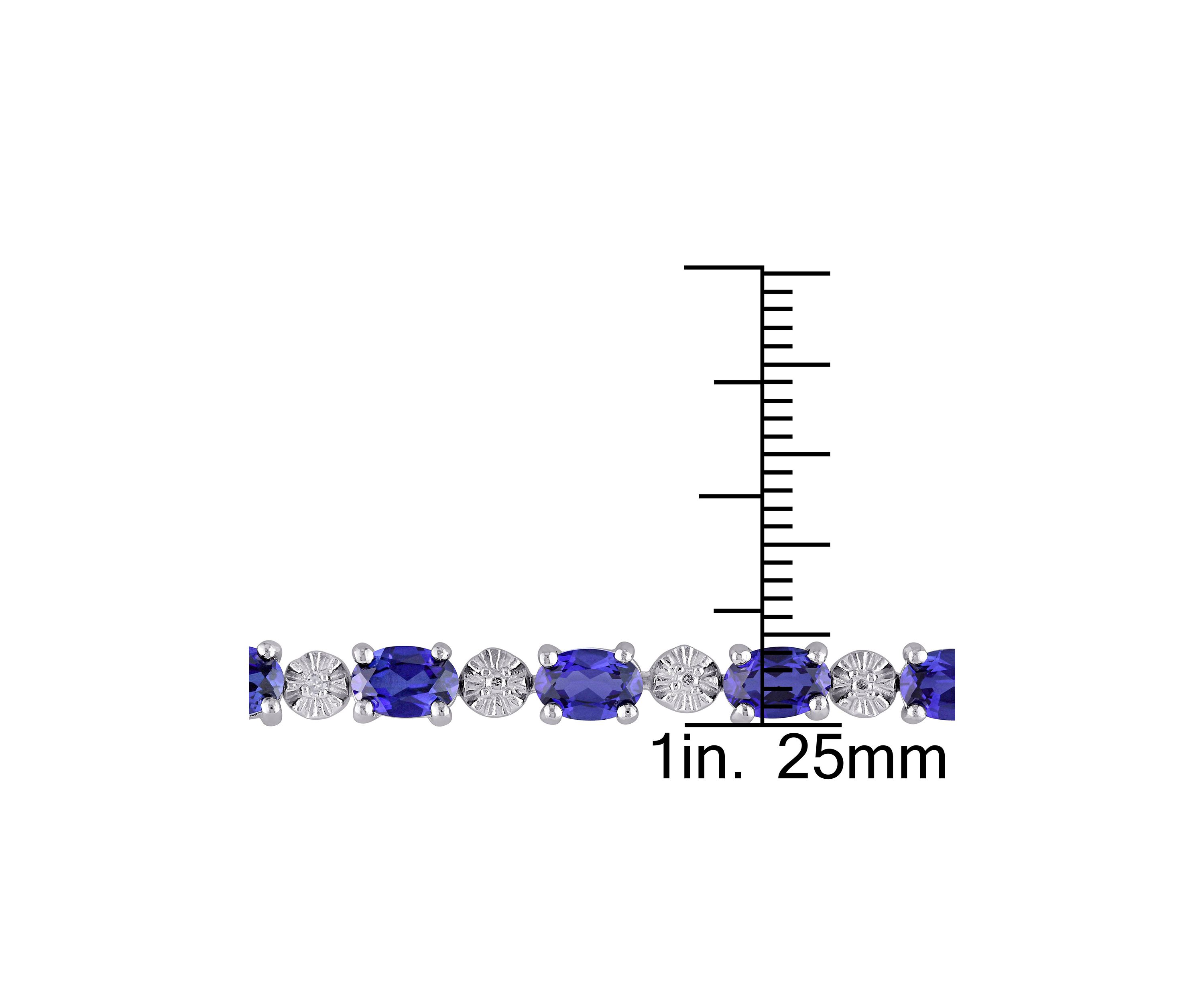 Lab Created 9.90 ct. t.g.w. Created Blue Sapphire and Diamond Bracelet in Sterling Silver