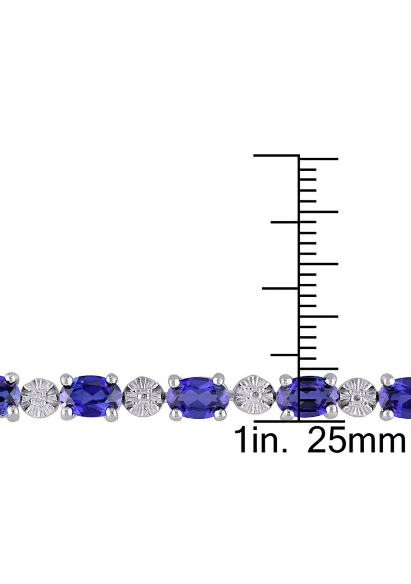 Lab Created 9.90 ct. t.g.w. Created Blue Sapphire and Diamond Bracelet in Sterling Silver