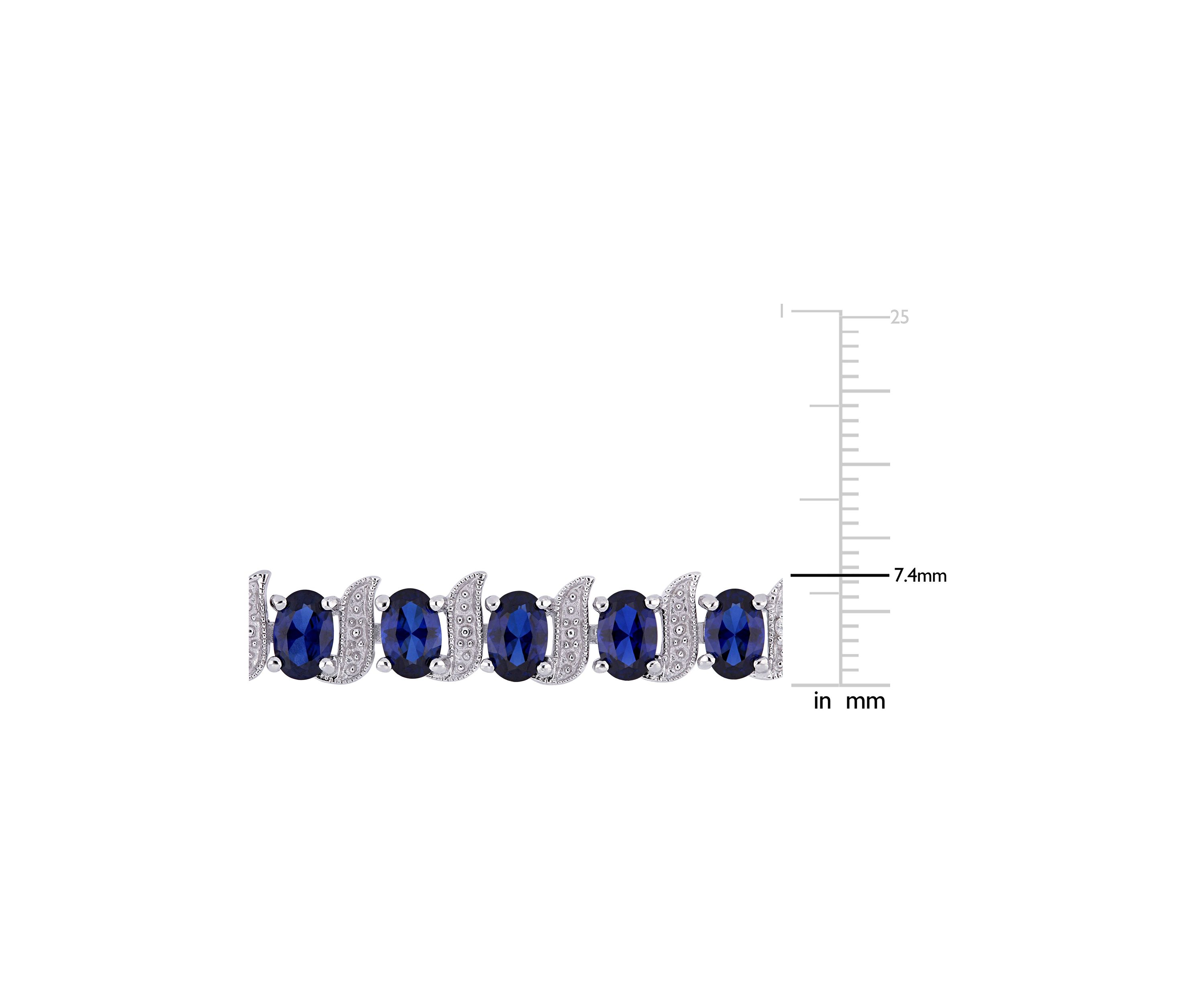Lab Created 13.20 ct. t.g.w. Created Blue Sapphire and Diamond Accent S-Link Bracelet in Sterling Silver