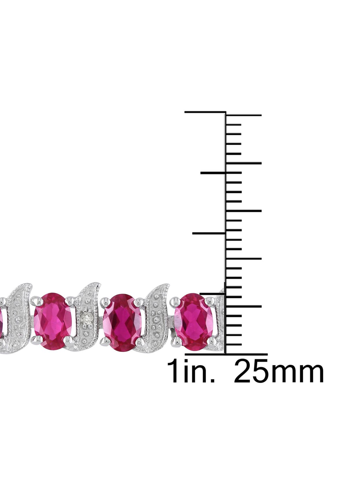Lab Created 18 ct. t.g.w. Created Ruby and Diamond S-Link Bracelet in Sterling Silver