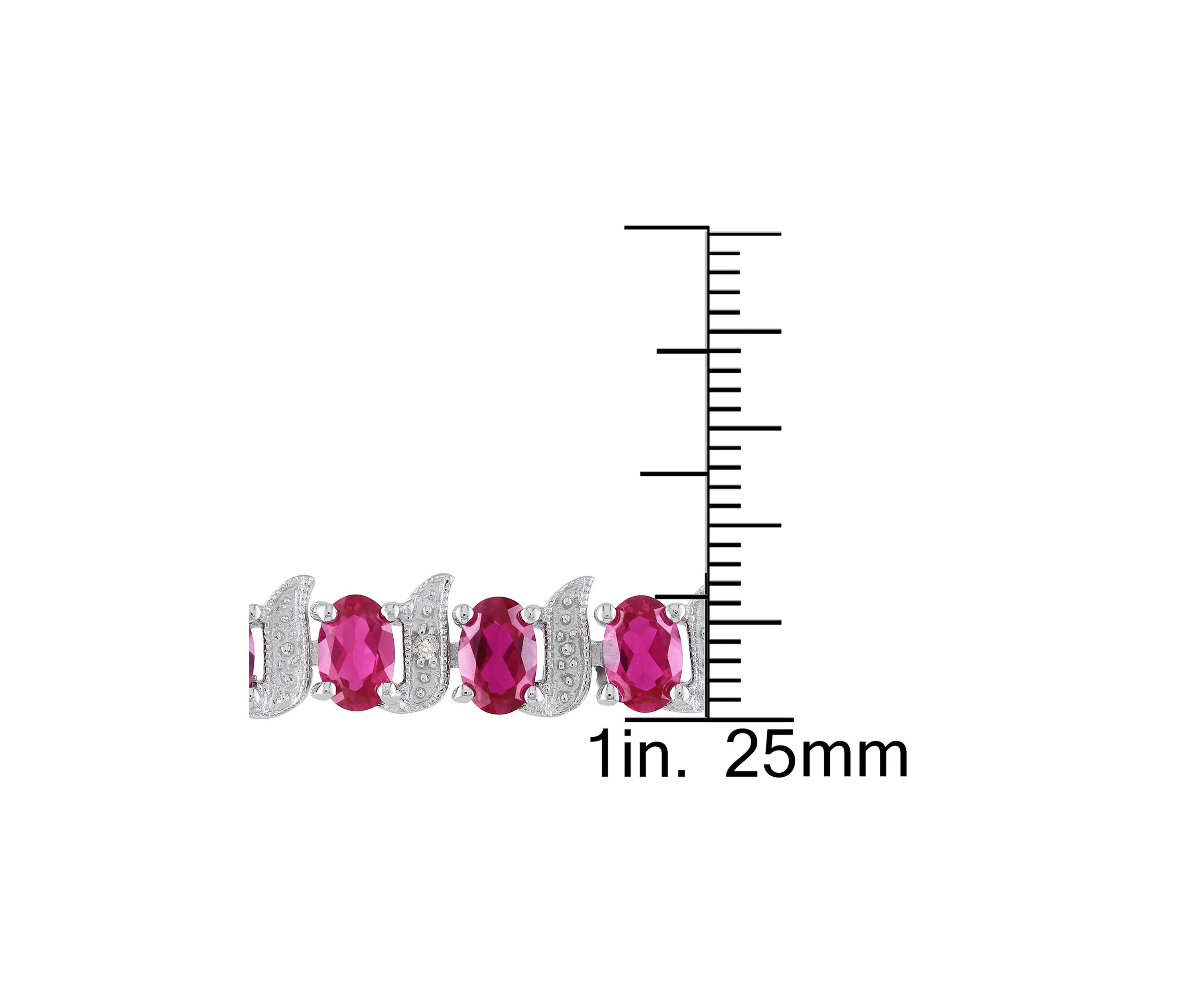 Lab Created 18 ct. t.g.w. Created Ruby and Diamond S-Link Bracelet in Sterling Silver