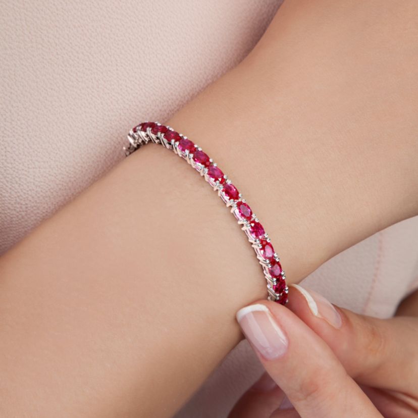 Lab Created Created Ruby Bangle in Sterling Silver