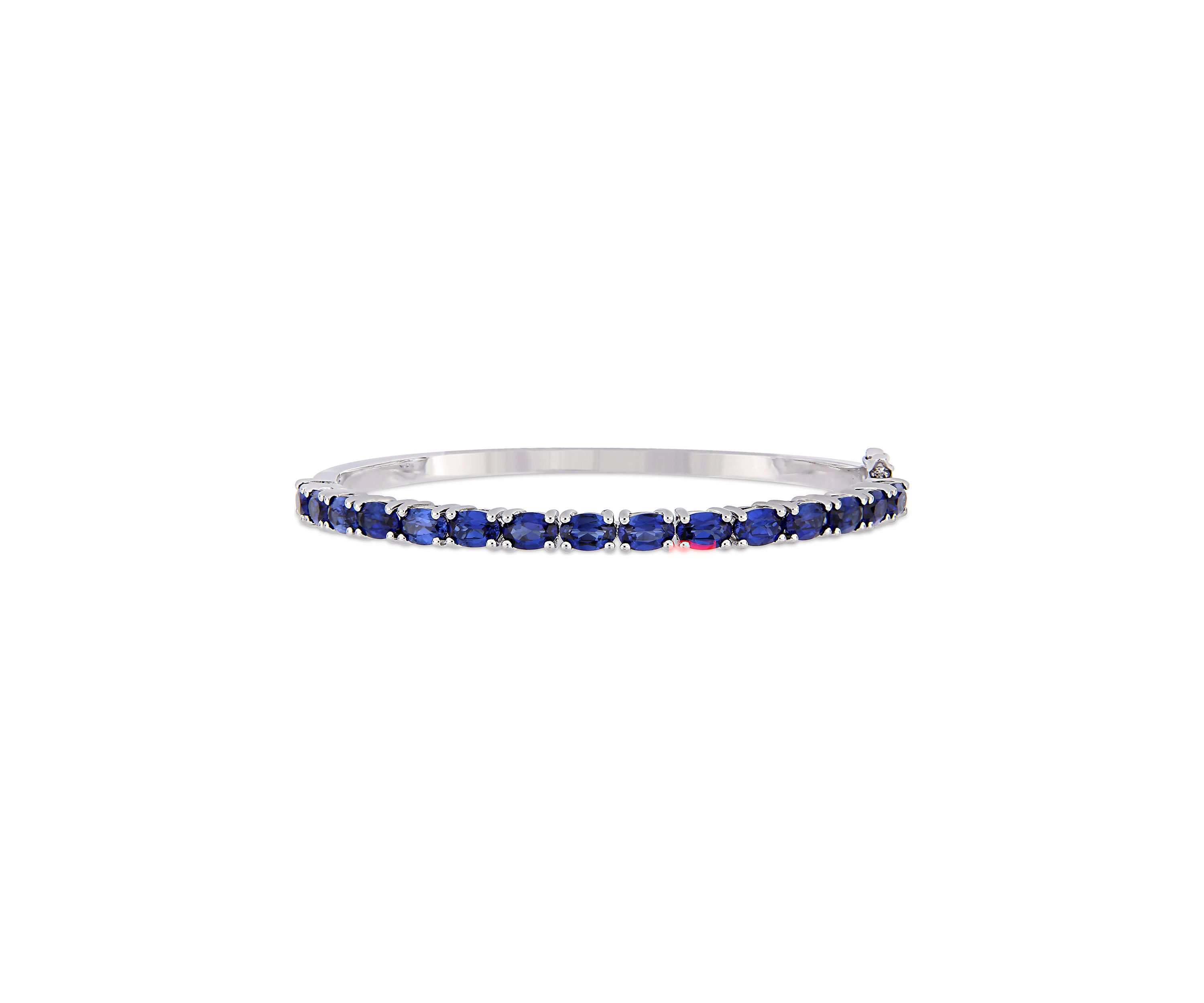 Lab Created 8.25 ct. t.g.w. Oval-Cut Created Blue Sapphire Bangle in Sterling Silver