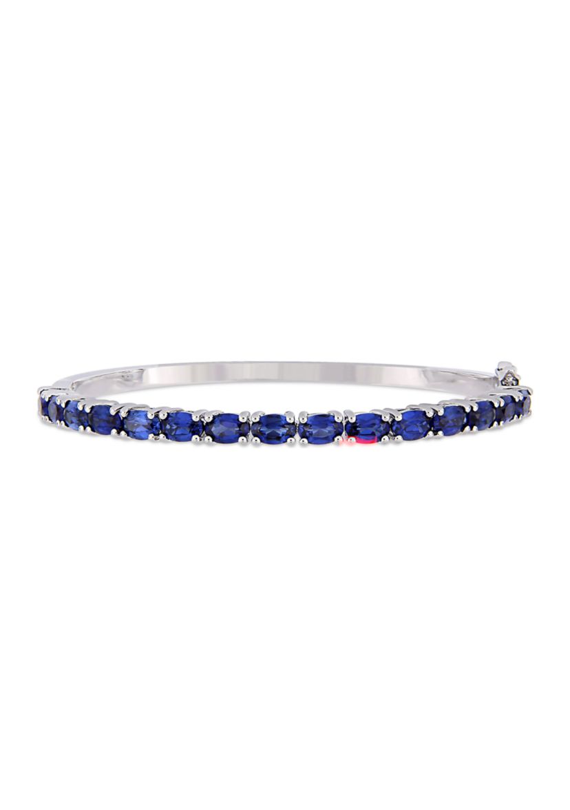 Lab Created 8.25 ct. t.g.w. Oval-Cut Created Blue Sapphire Bangle in Sterling Silver