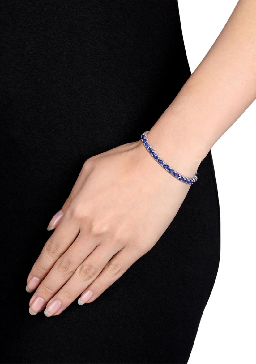 Lab Created 8.25 ct. t.g.w. Oval-Cut Created Blue Sapphire Bangle in Sterling Silver