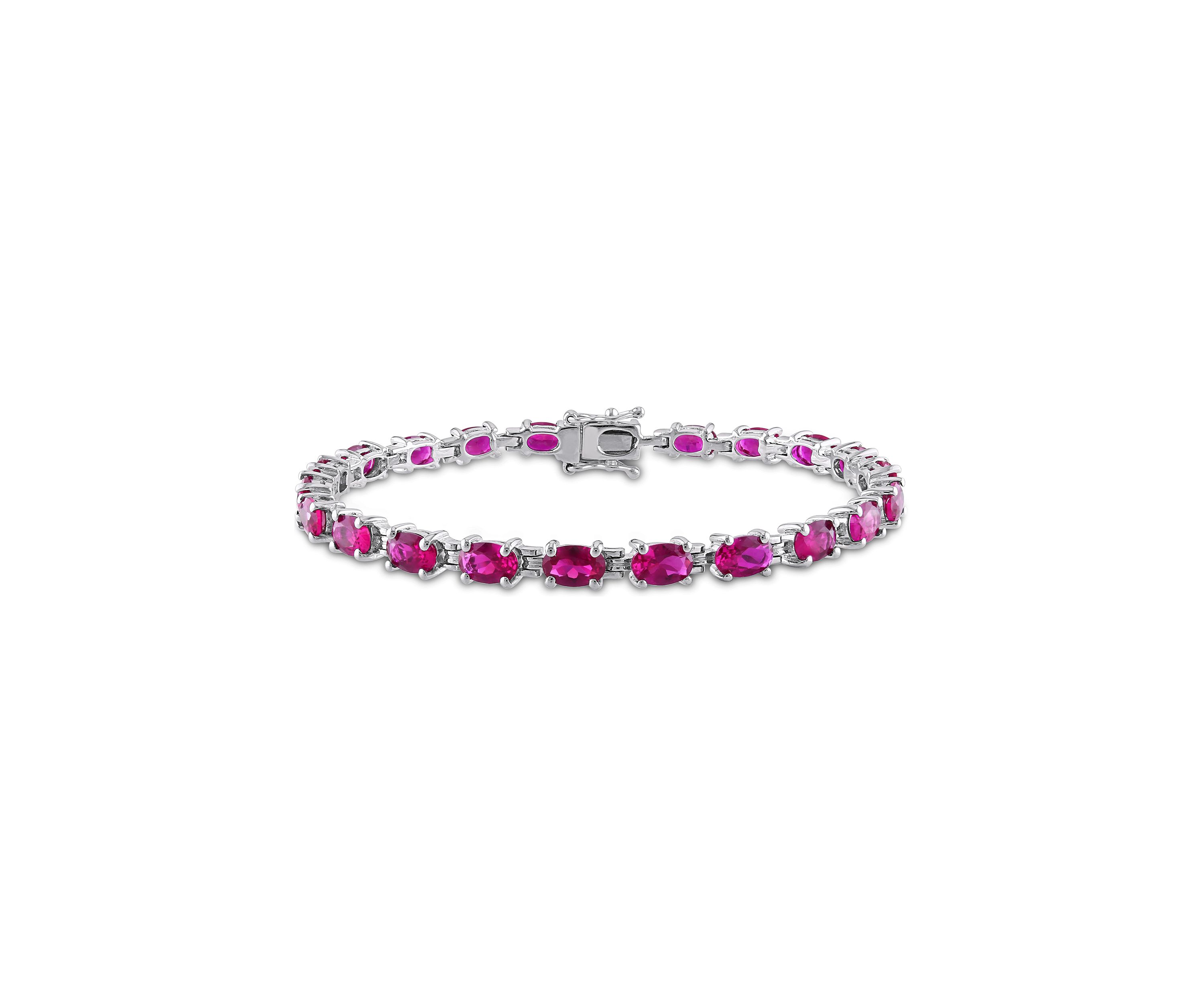 Lab Created 16.50 ct. t.g.w. Created Ruby Bracelet in Sterling Silver