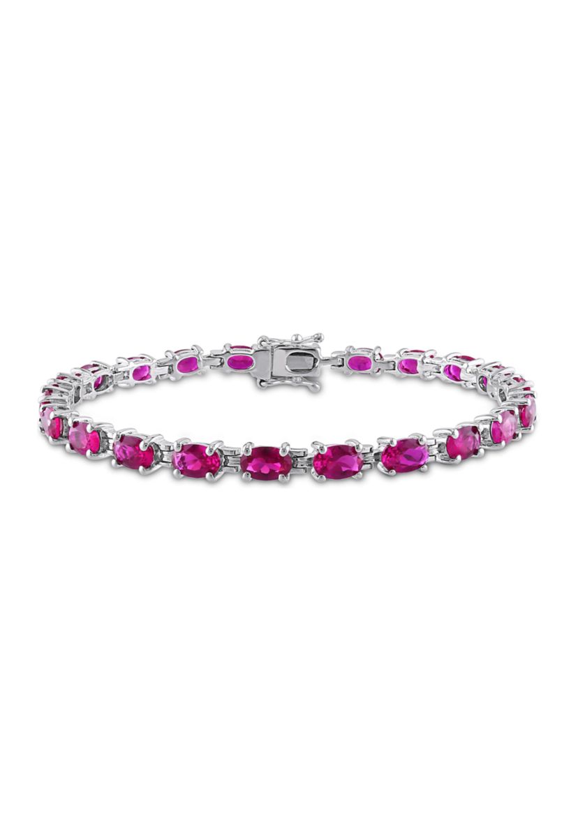 Lab Created 16.50 ct. t.g.w. Created Ruby Bracelet in Sterling Silver