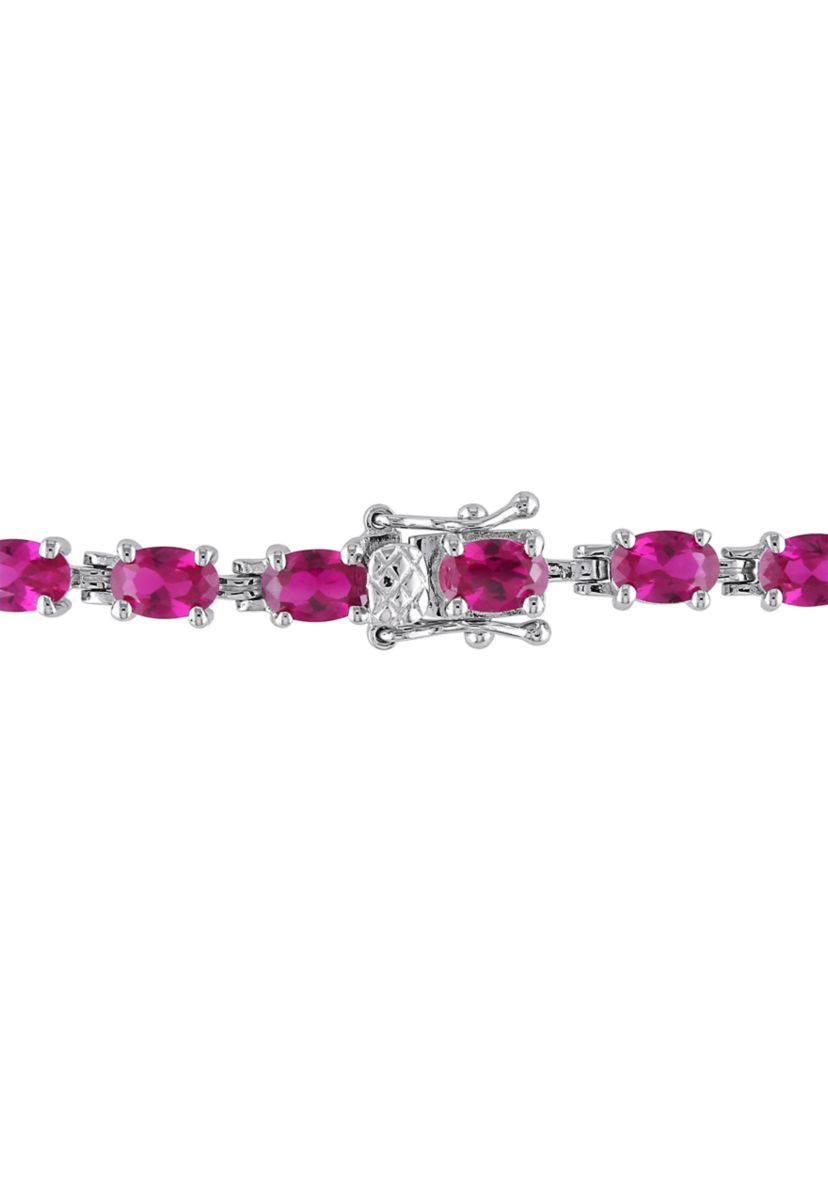 Lab Created 16.50 ct. t.g.w. Created Ruby Bracelet in Sterling Silver