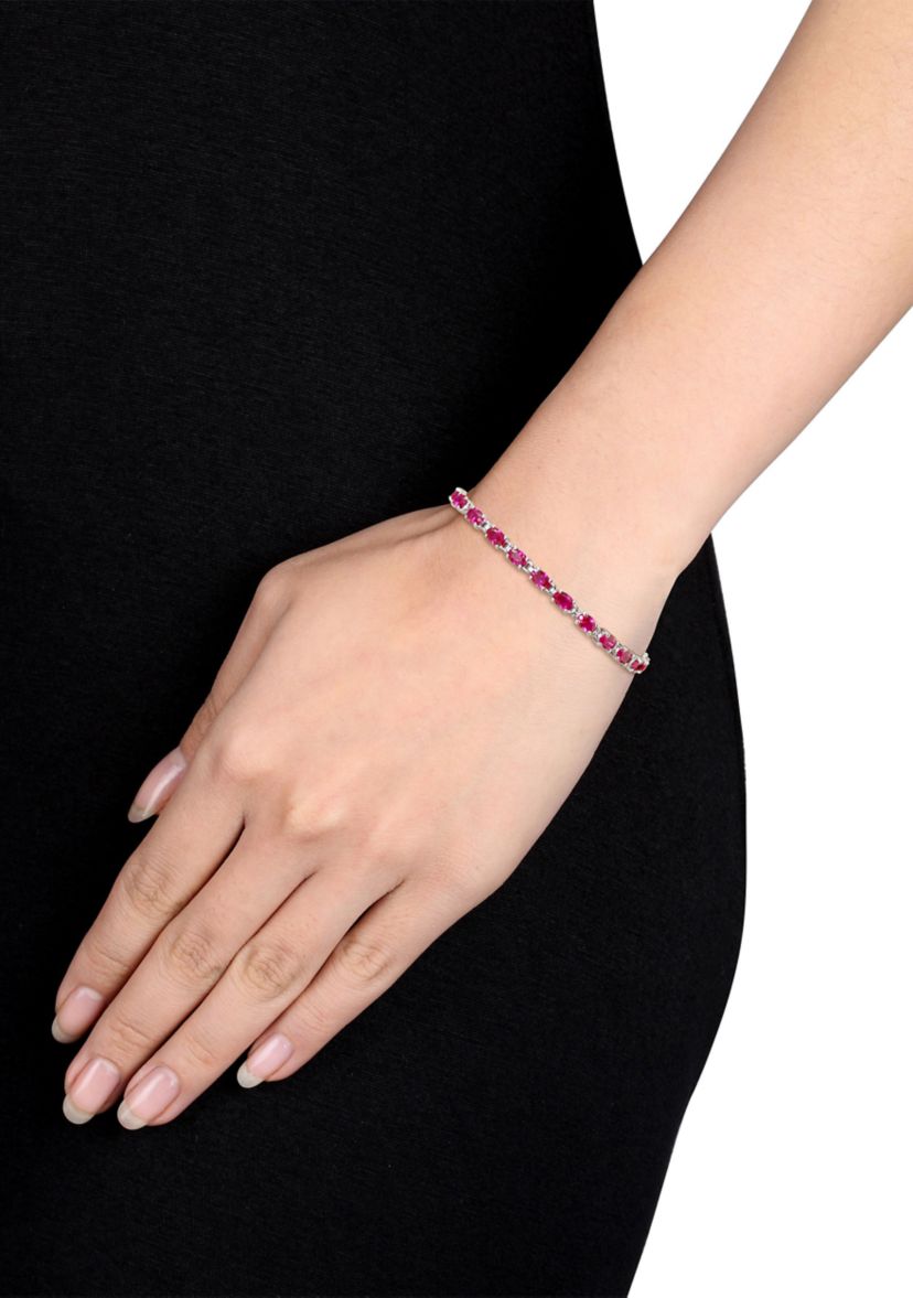 Lab Created 16.50 ct. t.g.w. Created Ruby Bracelet in Sterling Silver