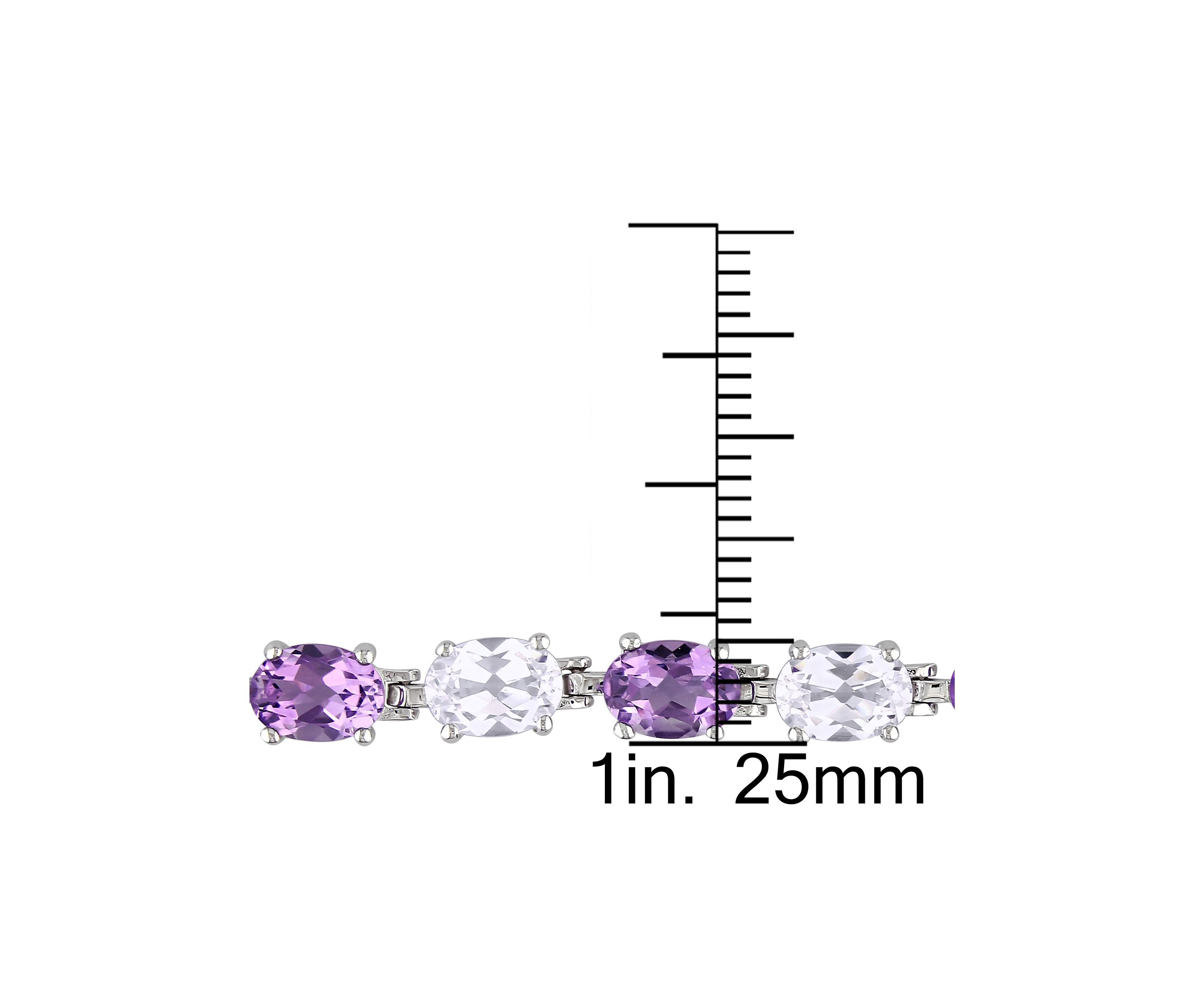 Lab Created 19.70 ct. t.g.w. Amethyst and Created White Sapphire Oval Link Bracelet in Sterling Silver