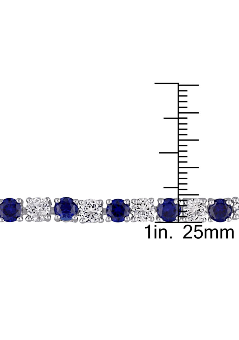 Lab Created 14.24 ct. t.g.w. Created Blue and White Sapphire Bracelet in Sterling Silver