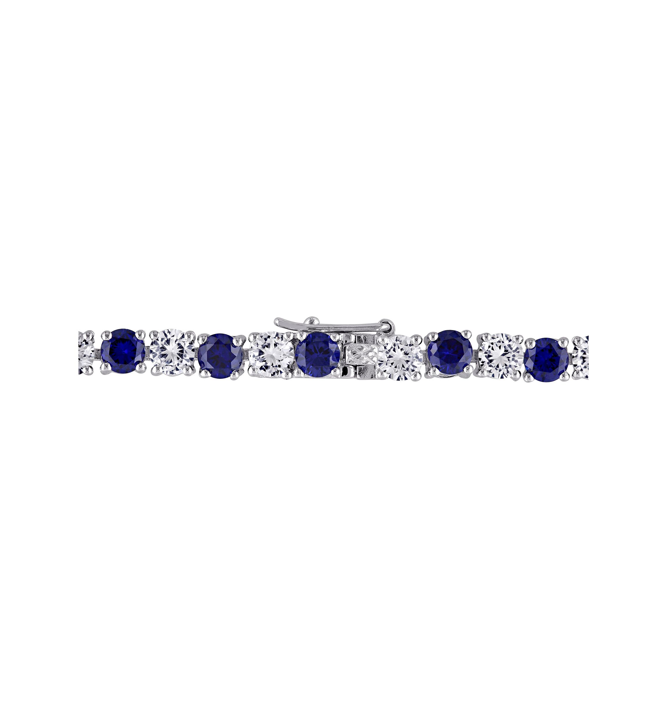 Lab Created 14.24 ct. t.g.w. Created Blue and White Sapphire Bracelet in Sterling Silver