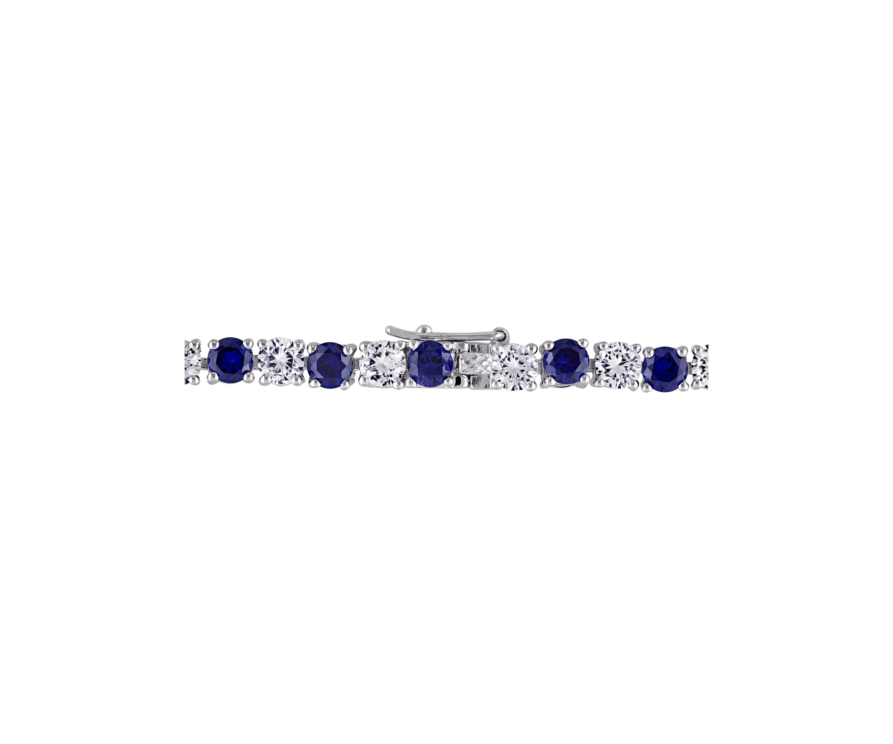Lab Created 14.24 ct. t.g.w. Created Blue and White Sapphire Bracelet in Sterling Silver