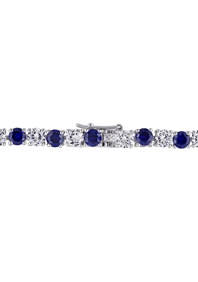 Lab Created 14.24 ct. t.g.w. Created Blue and White Sapphire Bracelet in Sterling Silver