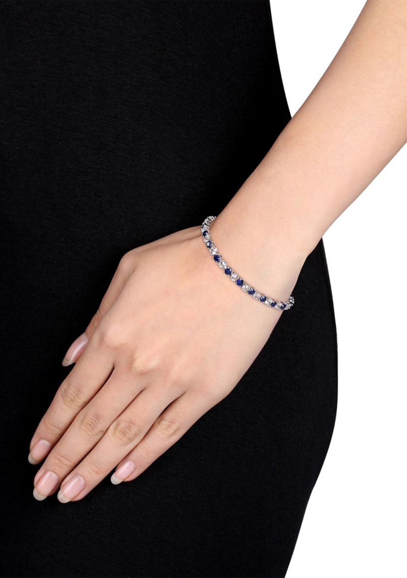 Lab Created 14.24 ct. t.g.w. Created Blue and White Sapphire Bracelet in Sterling Silver