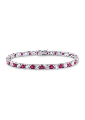 Belk & Co Lab Created 14.49 Ct. T.g.w. Created Ruby And Created White Sapphire Bracelet In Sterling Silver -  0682077955584