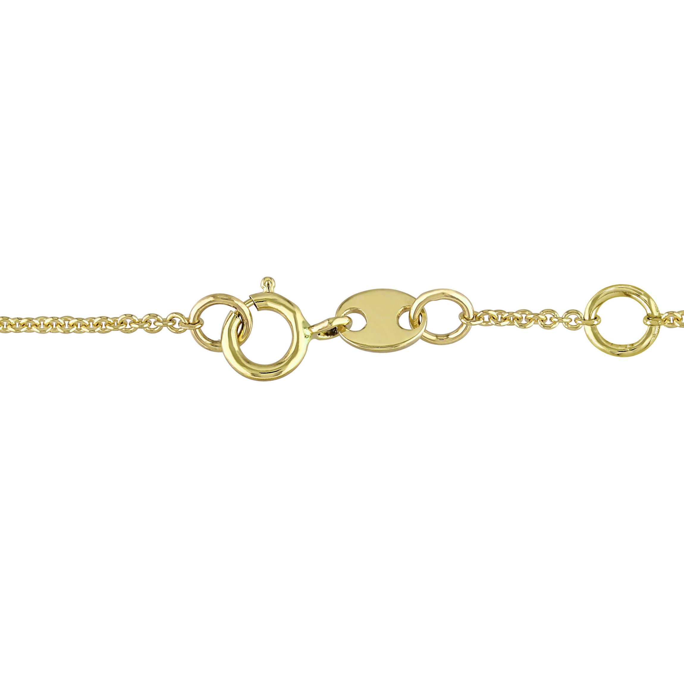 1/10 ct. t.w. Diamond Heart Charm Bracelet in 14K Yellow Gold
